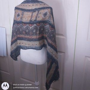 Brown Vintage Mohair Printed Winter Scarf